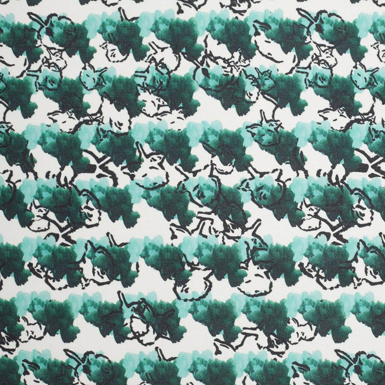 1 Yard Tanya Taylor Green Abstract Floral Silk Gazar 58" Wide, Designer Silk Fabric for Dresses, Skirts, Jackets